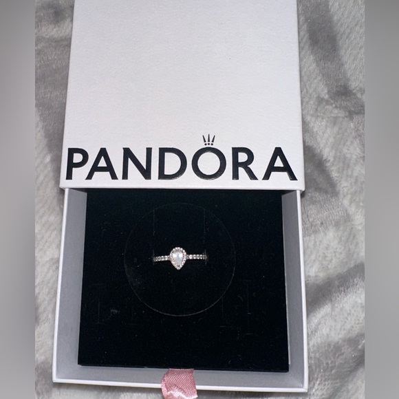 Pandora Silver Pear Halo Ring - Picture 1 of 8